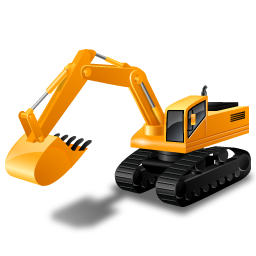 Excavator, power shovel, vehicle icon